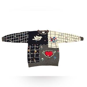 Vtg Susann D Christmas Sweater Size S Red Ivory 100% Wool